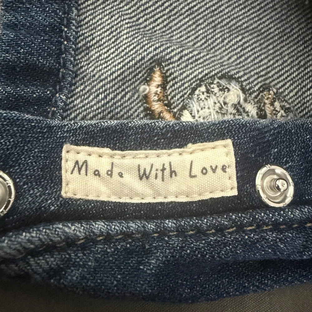 Baby Gap x Disney Denim Overalls 3-6M Mickey Friends Embroidered Dark Wash